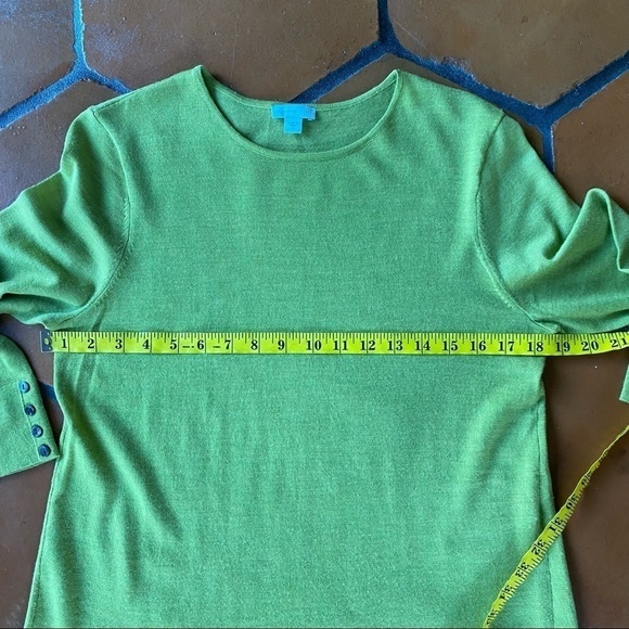 J. Jill Green Merino Wool Washable Long Sleeve Sweater Tunic Top Buttons Small - Picture 8 of 8
